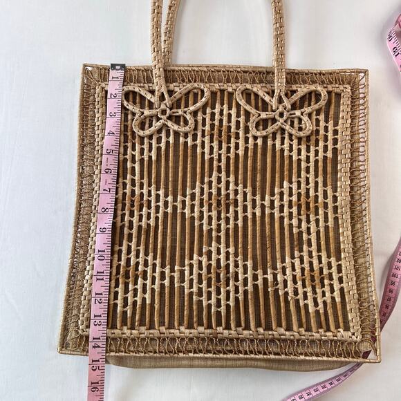 Vintage Butterfly Boho Raffia Straw Tote Back Handbag Peoples Republic of China - Picture 5 of 7